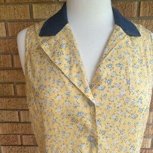 Vintage floral maxi dress with denim collar